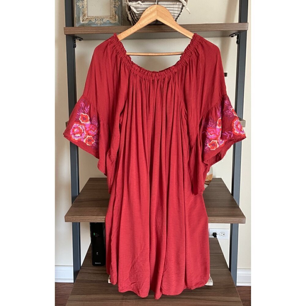 Embroidered Floral Dress Size 1X Festival Summer Vacation Boho Prarie Muumuu - Picture 6 of 16